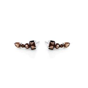 Theia Ear Climbers Smokey Quartz + Silver