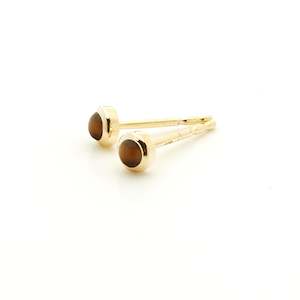 Superfine Mini Tiger's Eye Studs Gold