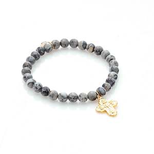 Super Cross Bracelet Landscape Jasper + Gold