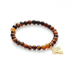Super Cross Bracelet Tigers Eye + Gold