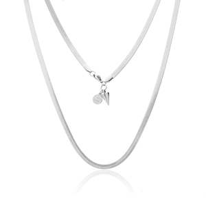 Herringbone Wide Silky Necklace Silver