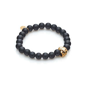 Men's Edit Skulduggery Bracelet Black Onyx + Gold
