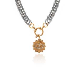 Nova Two-Tone Necklace CZ + Silver + Gold