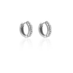 Bridal: Astra Hoop Earrings CZ + Silver