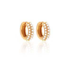 Amara Hoop Earrings Pearl + Gold
