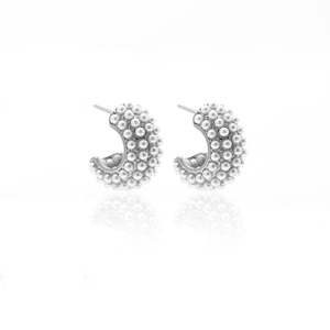 Hera Hoop Earrings Pearl + Silver