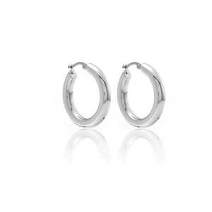 Halo Hoop Earrings Large Silver
