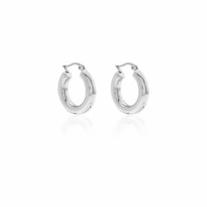Silver Earrings: Halo Hoop Earrings Medium Silver