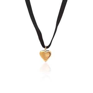 Gold Necklaces: Cupid Choker Necklace Black + Gold