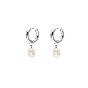 Allure Hoop Earrings Pearl + Silver