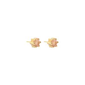 Harmony Stud Earrings Rose Quartz + Gold