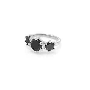 Trinity Ring Black Spinel + Silver