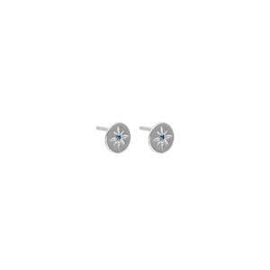 Petite North Star Stud Earrings Blue Sapphire + Silver