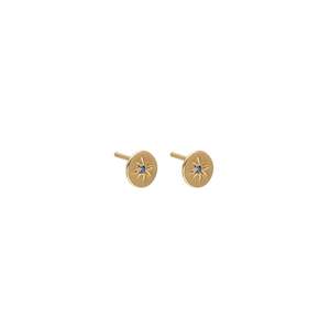 Petite North Star Stud Earrings Blue Sapphire + Gold