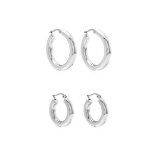 Statement Earrings: Halo Hoop Earrings Set Silver