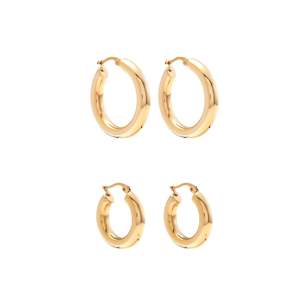 Statement Earrings: Halo Hoop Earrings Set Gold