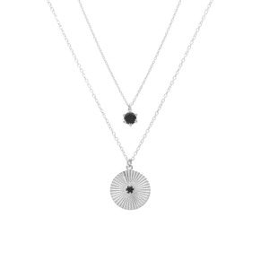 Harmony Layering Necklace Set Black Spinel + Silver