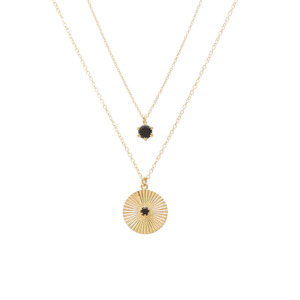 Harmony Layering Necklace Set Black Spinel + Gold