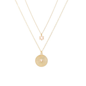 Harmony Layering Necklace Set Rose Quartz + Gold