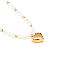 Kasia Stanicich x Silk & Steel Pearl Heart Necklace - Limited Edition (Gold)