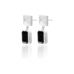 Onyx: Athena Drop Earrings Black Onyx + Silver