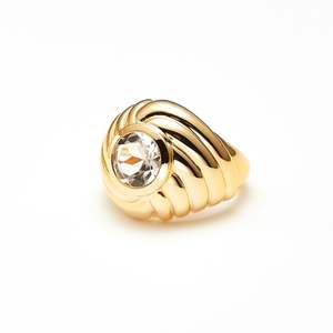 Estelle Ring Clear Crystal + Gold