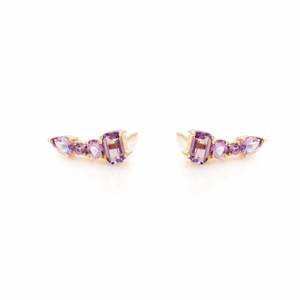 Theia Ear Climbers Brazilian Amethyst + Gold