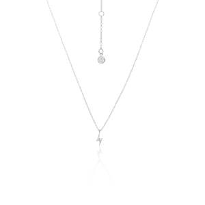 Superfine Lightning Bolt Necklace White Topaz + Silver