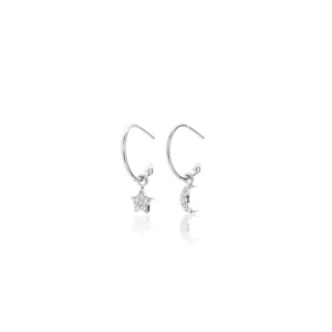 When Stars Align: Celestial Hoop Earrings White Topaz + Silver