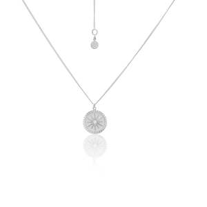 Guiding Star Necklace White Enamel + Silver