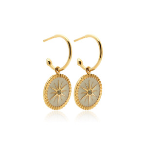 Bridal: Guiding Star Hoops White Enamel + Gold
