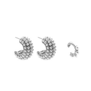 Hera Hoop and Siren Cuff Set Silver