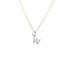 Gifts Under 100: Initial 'W' Necklace Gold + Silver