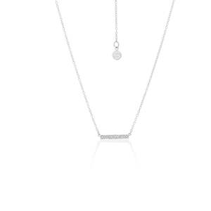 Superfine Bar Necklace Silver + White Topaz