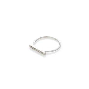 Superfine Bar Ring White Topaz + Silver