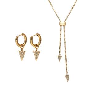 Voltage Hoops and Lariat Set Gold