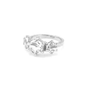 Bridal: Trinity Ring Crystal Quartz + Silver