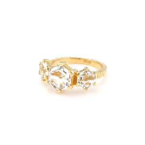Bridal: Trinity Ring Crystal Quartz + Gold