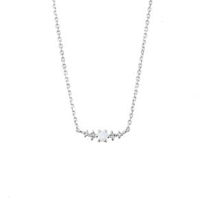 October Birthstone Necklace Opal + Silver