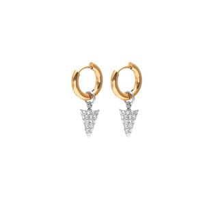 Best Sellers: Voltage Two Tone Hoop Earrings CZ + Silver + Gold
