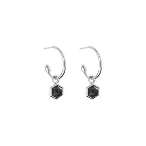 Mini Harmony Hoops Black Spinel + Silver