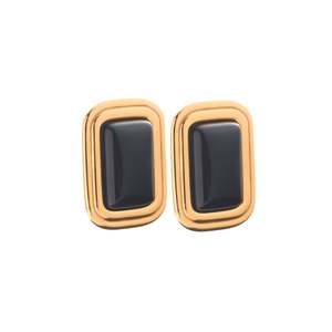 Eclipse Earrings Black Onyx + Gold