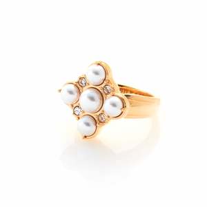 Perla Ring Pearl + CZ + Gold