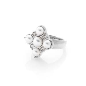 Perla Ring Pearl + CZ + Silver