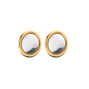 Globe Two Tone Earrings Silver + Gold