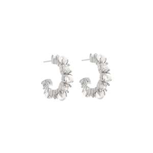 Perla Hoop Earrings Pearl + CZ + Silver