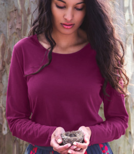 Silkspun Long Sleeved Scoop - Clearance; Mulberry Size XL