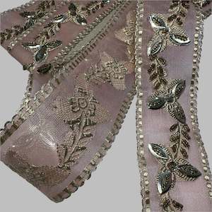 Craft: BEADED BOTANICAL RIBBON TRIM REMNANT