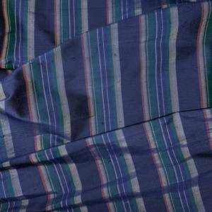 Powerloom Silks: NAVY WIDE STRIPE SILK
