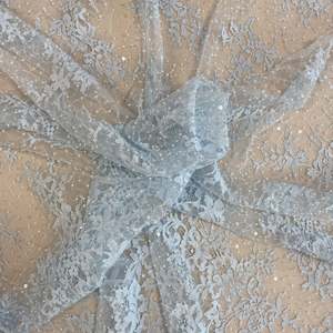 Other Fabrics: BABY BLUE FINE BEADED LACE